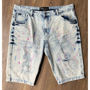 Switch Remarkable Acid Wash Paint Splatter Distress Denim Shorts Men 41, tag 42